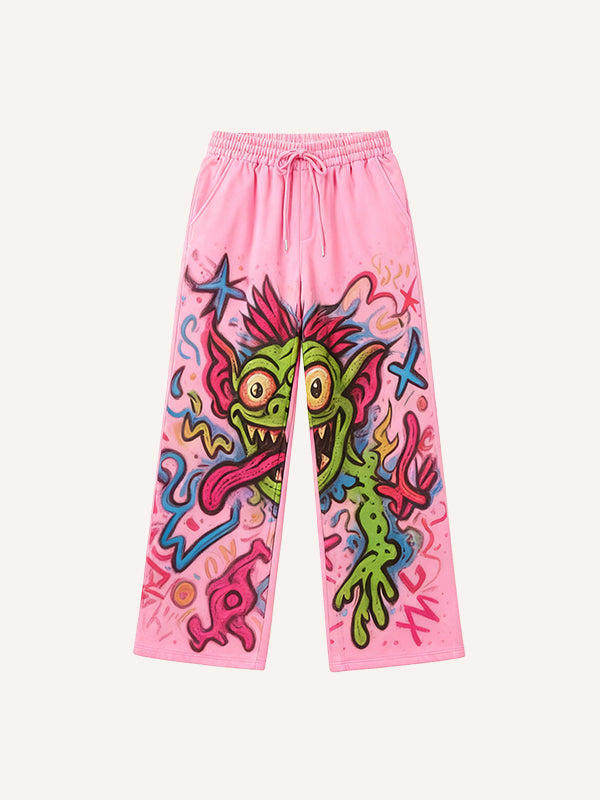 Space Monster Attack Printed Pants