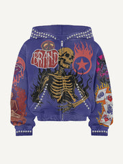 The Evil Dead Hell Skull Hate Print Distressed sweatshirt