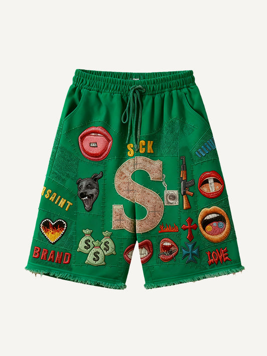 Dangerous Red Lips Comfortable Hooded Shorts