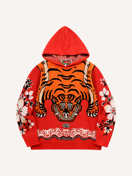 Artistic illustration jacquard print sweatshirt for all seasons