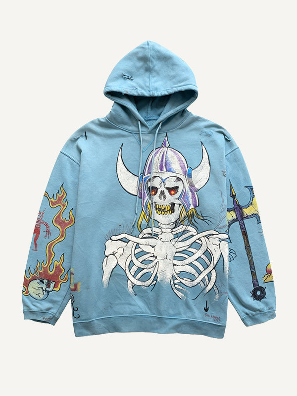 I am the Skeleton King hand-painted distressed sweatshirt