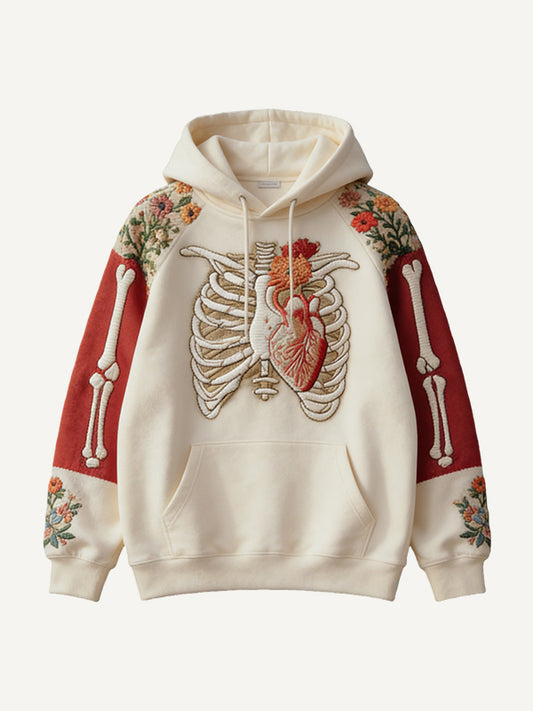 Embroidered Texture Love's Withered Bones Hoodie