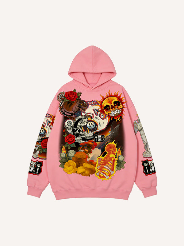 Hot-themed puzzle print fashion hooded sweatshirt