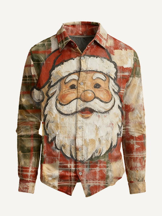 Christmas festive Santa Claus patterned shirt for dads gift