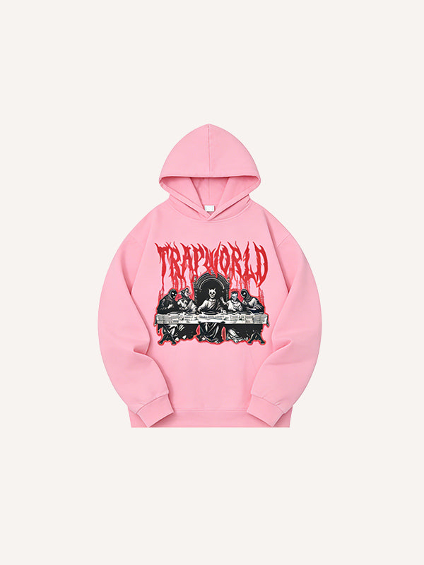 Those who have dinner together are not necessarily wearing Jesus and saints print sweatshirts