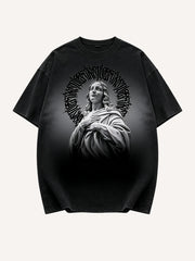 Vintage Gothic Virgin Mary Statue Graphic T-Shirt