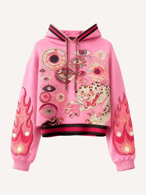 High-end textured trendy artist big-eye sweatshirt