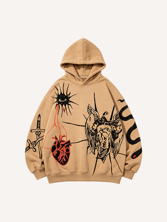 Hand-Drawn Heart Stylish Unique High-End Hoodie