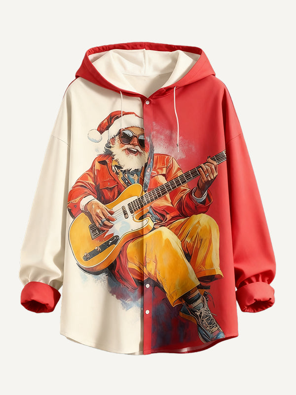 Crazy Rock Disco Santa Claus Helps You Wear a Hoodie