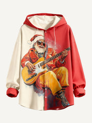 Crazy Rock Disco Santa Claus Helps You Wear a Hoodie