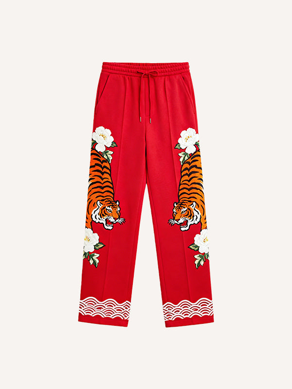 Artistic illustration jacquard print all-season trousers