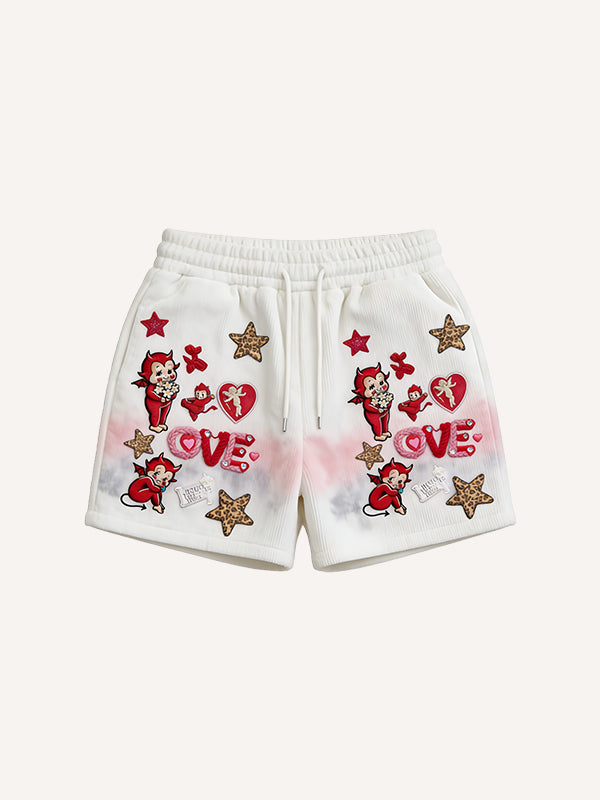 Valentine is Day Limited Edition Corduroy Printed Warm Shorts