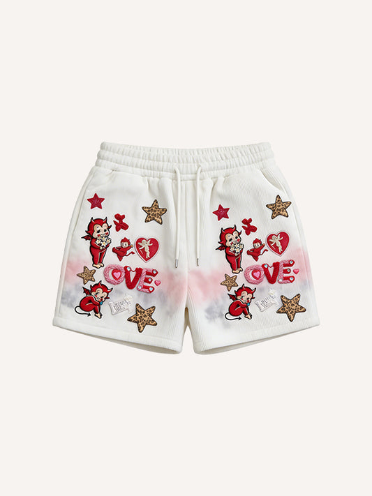Valentine is Day Limited Edition Corduroy Printed Warm Shorts