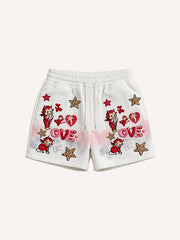 Valentine is Day Limited Edition Corduroy Printed Warm Shorts
