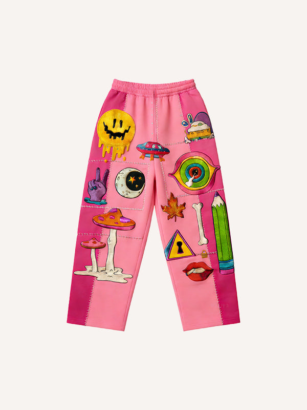 The Secret That Round Cannot Be Told Printed Cardigan Hooded Pants