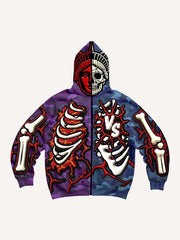 Two-tone skull cool goddess high-definition printed sweatshirt