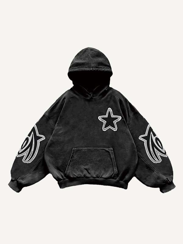 Skull&Graphic Print Slant Pockets Hoodie
