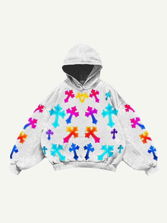 Gradient Shiny Crew Neck Knitted Print Sweatshirt