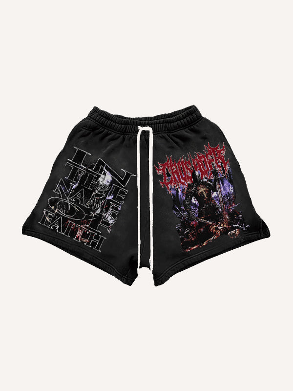 Hand-painted dark style rap shorts