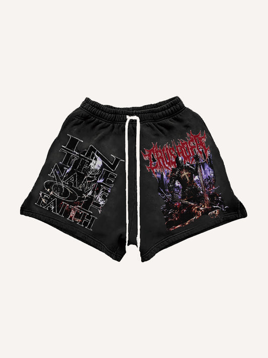 Hand-painted dark style rap shorts