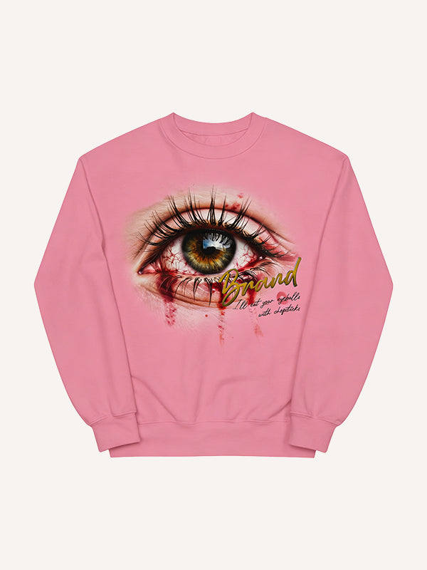 Eye print sweatshirt that rejects violence