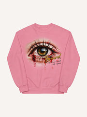 Eye print sweatshirt that rejects violence