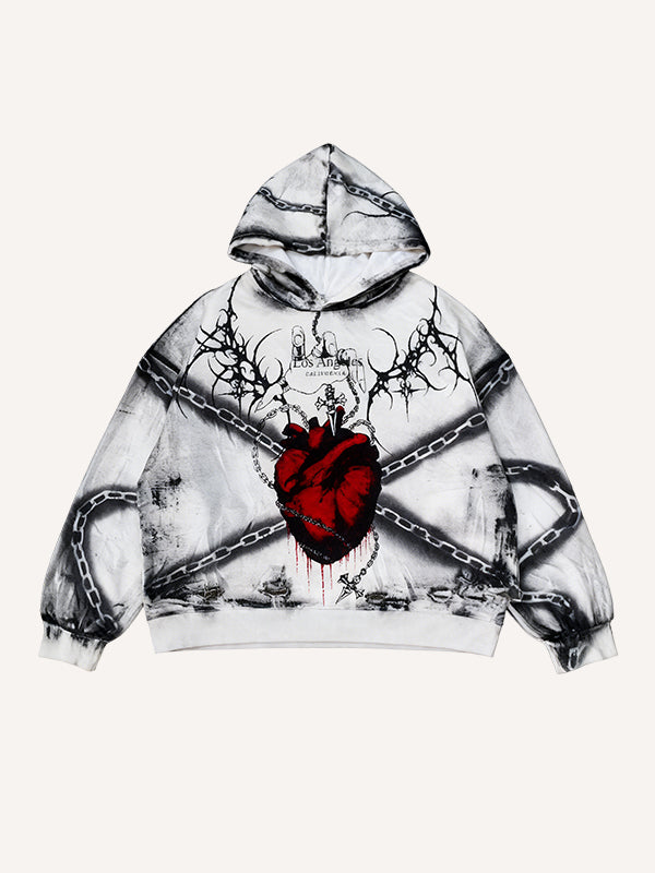 Angel Print Sweatshirt with Sealed Heart and Locked Love