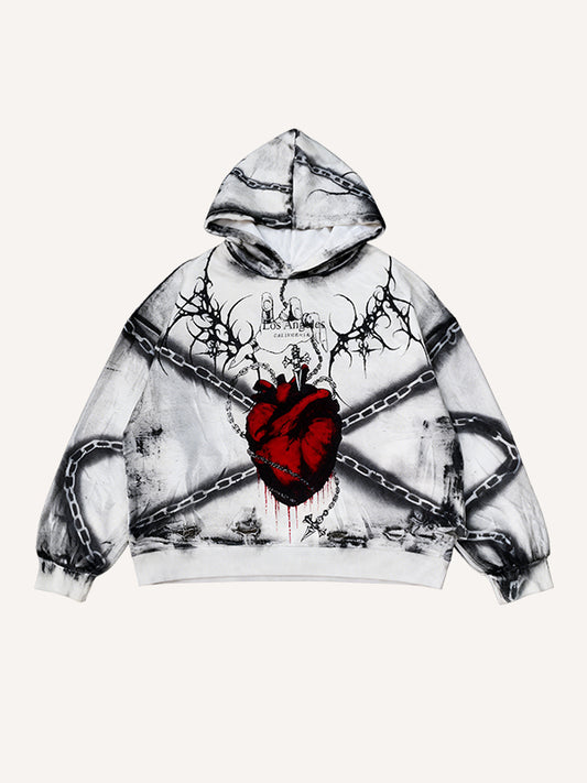 Angel Print Sweatshirt with Sealed Heart and Locked Love