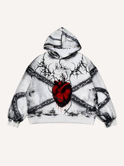 Angel Print Sweatshirt with Sealed Heart and Locked Love