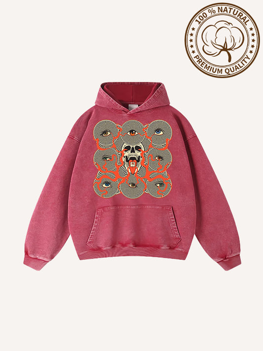 Eyes of a Hundred Turns and Thousand Turns Washed Trendy Hoodie