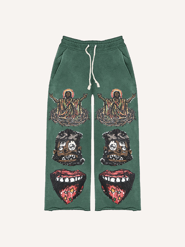 Trendy graffiti style Jesus bless everyone Pants