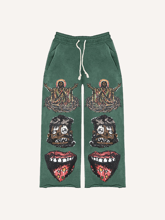 Trendy graffiti style Jesus bless everyone Pants