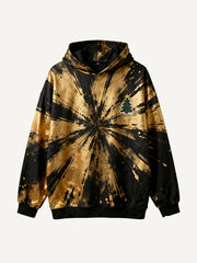 Stylish plaid hoodie with dazzling gold splatter pattern
