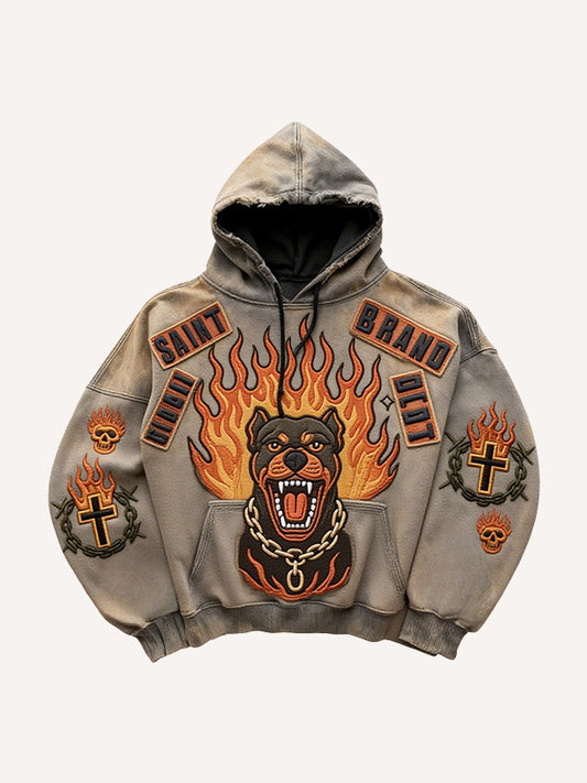 Hellhound embroidered print warm and fashionable sweatshirt