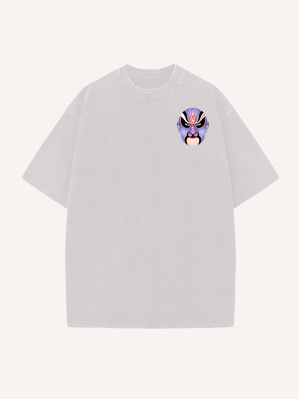 Chinese opera mask hand-painted personalized short-sleeved T-shirt
