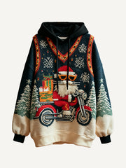 Santa Claus and his little motorcycle hoodie