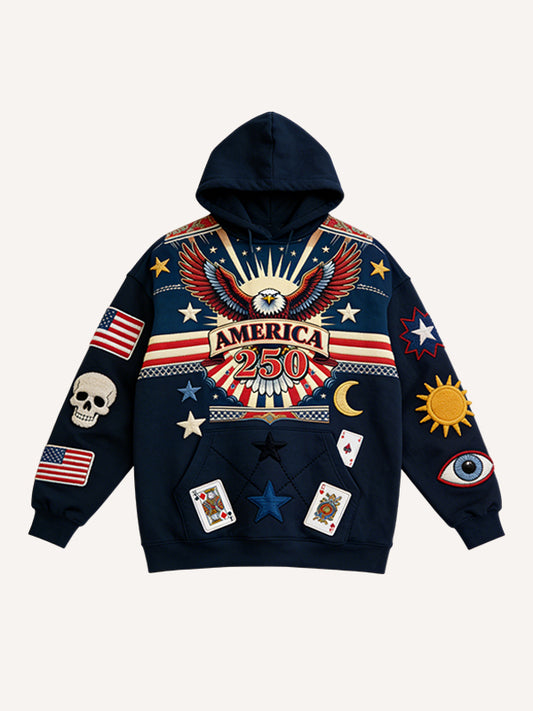 USA 250th Anniversary Cool Vintage Graphic Print Hoodie
