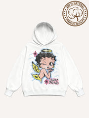 Pure cotton series high-end printed hand-painted retro cartoon character sweatshirt