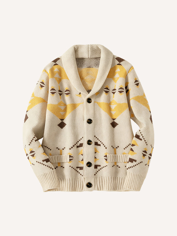 Collared jacquard warm non-printed sweater