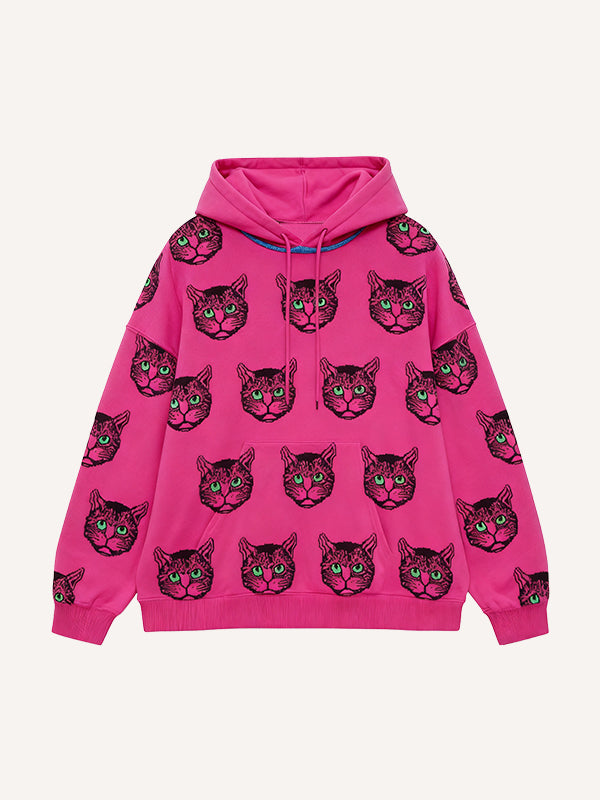 Cute cat old money style print textured fashionable sweater