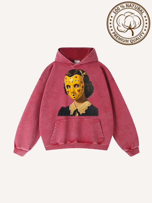 A sophisticated woman with a veil wearing a comfortable washed pure cotton sweatshirt