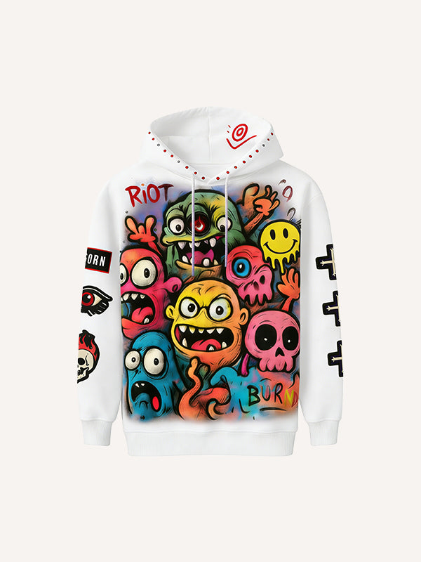 Invincible Monster Battle Warm Printed Hoodie