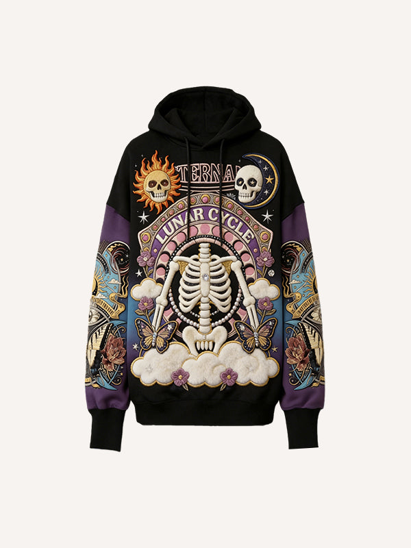 Retro lucky print gothic style sweatshirt