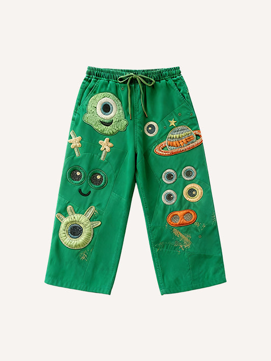 Cute patchwork one-eyed monster fashion trousers