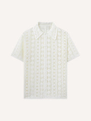 2026 New Solid Color Jacquard Breathable Turn-Down Collar Shirt