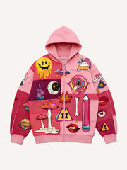 The Secret That Cannot Be Told Printed Cardigan Hooded Sweatshirt