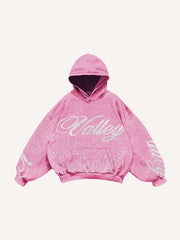 Retro distressed double hooded sweatshirt