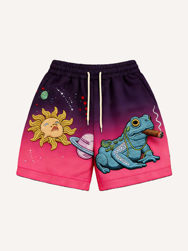 Cool and stylish personalized gradient print multi-color Valentine is Day gift shorts