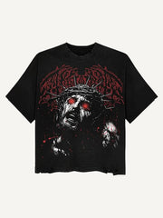 Short-sleeved T-shirt with art illustration of the Passion of Christ