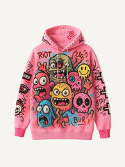 Invincible Monster Battle Warm Printed Hoodie
